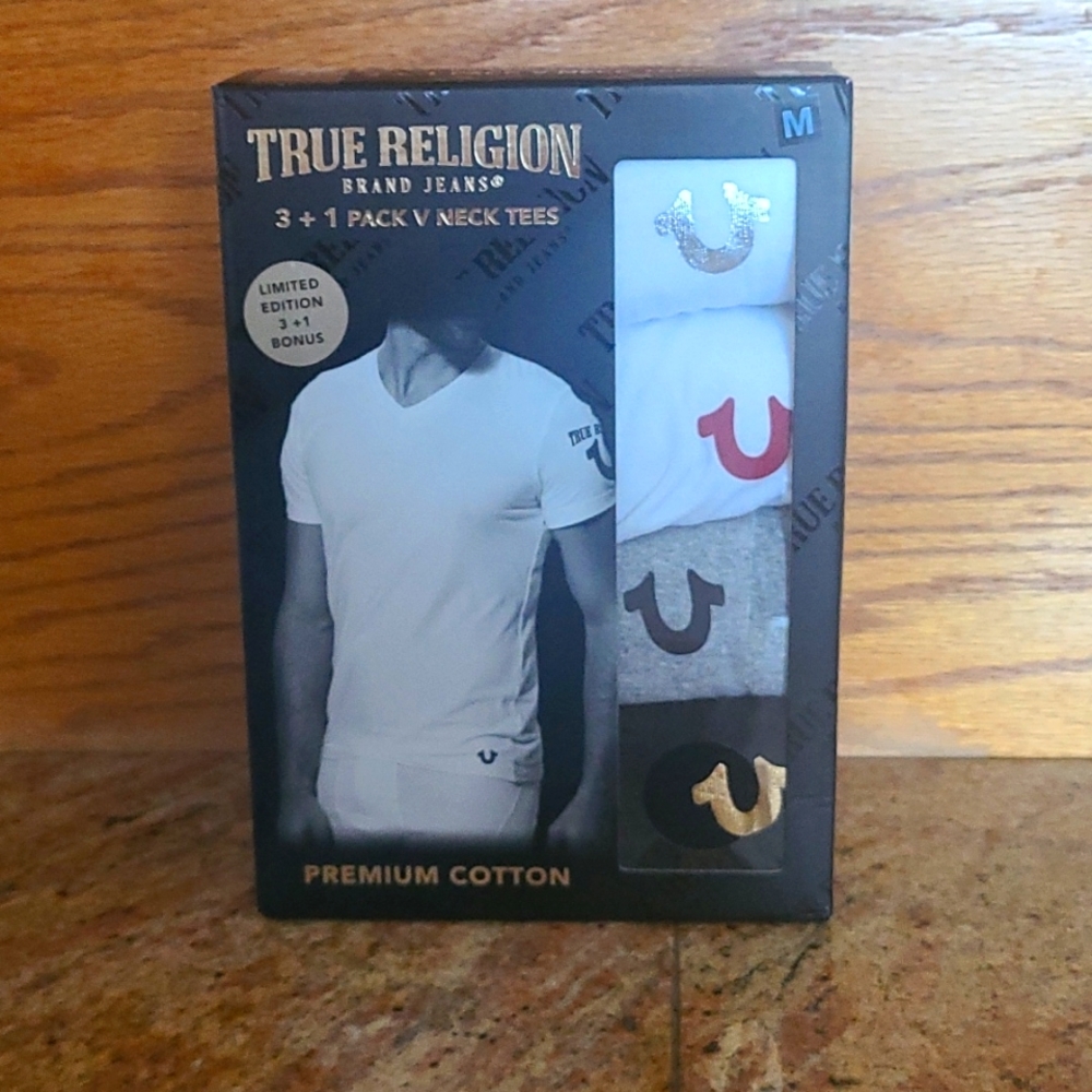 True Religion V-Neck Tees (4 Pack)